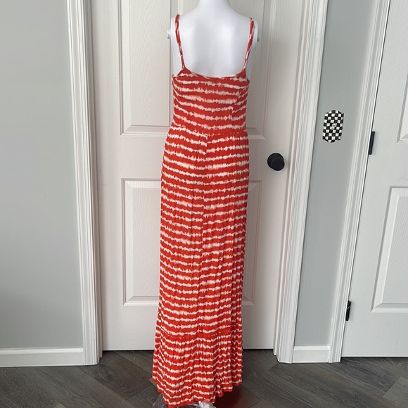 Mossimo Tangerine/White Tie-dye Print Ruffled Maxi Dress-Small - Picture 5 of 9
